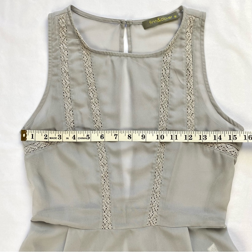 Athro FINN & CLOVER Sheer Gray Lace Trim Peplum Blouse Size M-Juniors (EUC) - Picture 10 of 14